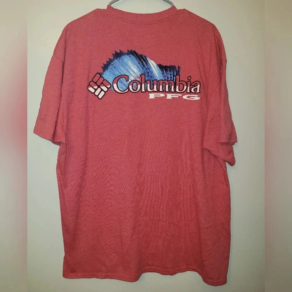 Columbia PFG Men's size XL Tee Red with Blue pocket and Blue graphic LOT N - Picture 4 of 6